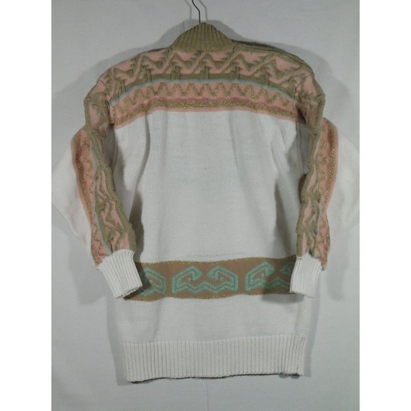 Vtg Bonnie Boerer Sweater Aztec Southwest Button Shoulder Sz Medium - Picture 5 of 12